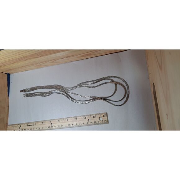 Silver tone necklace 24 inch multi strand women opra length 3 strand - Picture 2 of 2